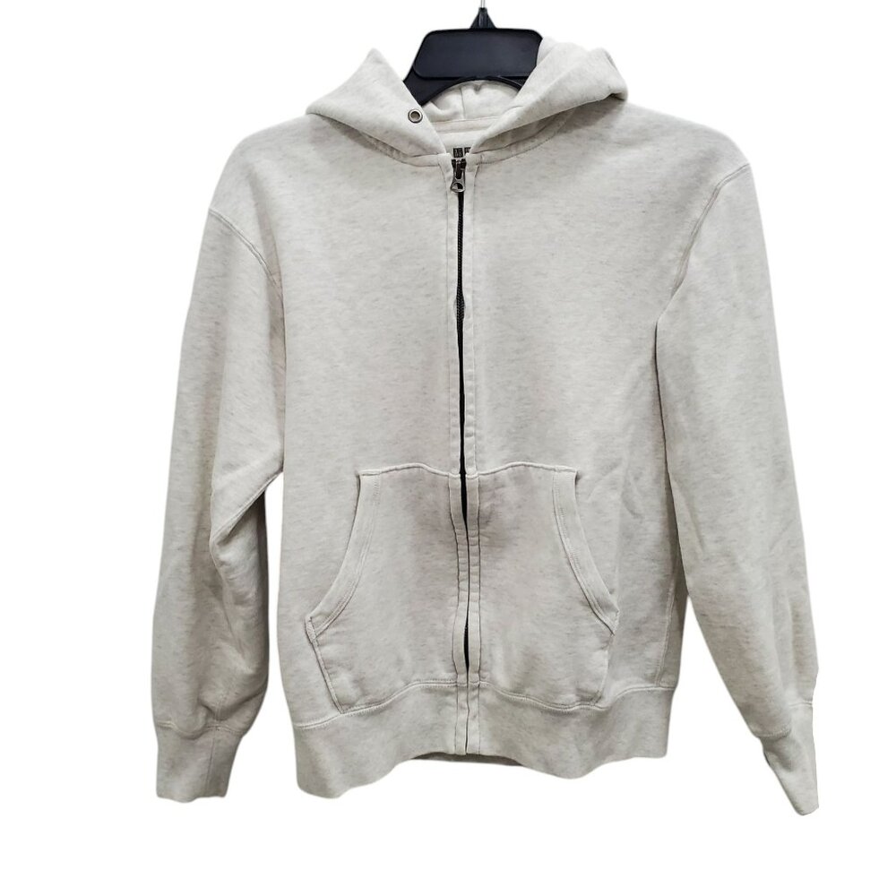 Uniqlo Women's Light Gray Spacedye Full Zip Front Hooded Sweatshirt Size S‎